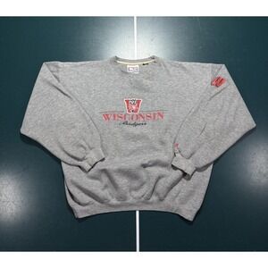 Vintage University of Wisconsin Badgers Crewneck Sweatshirt Men's Large Gray 90s